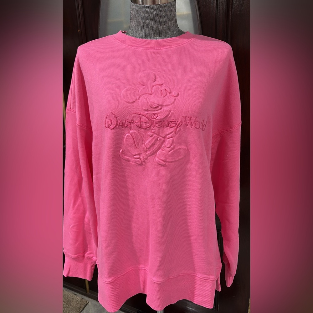 Pink Walt Disney World Embossed Sweatshirt - NWT!! Perfect for Valentine’s Day!
